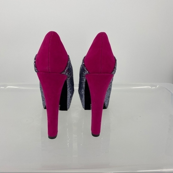 Michael Antonio glitter color block peep toe heel - Picture 7 of 9